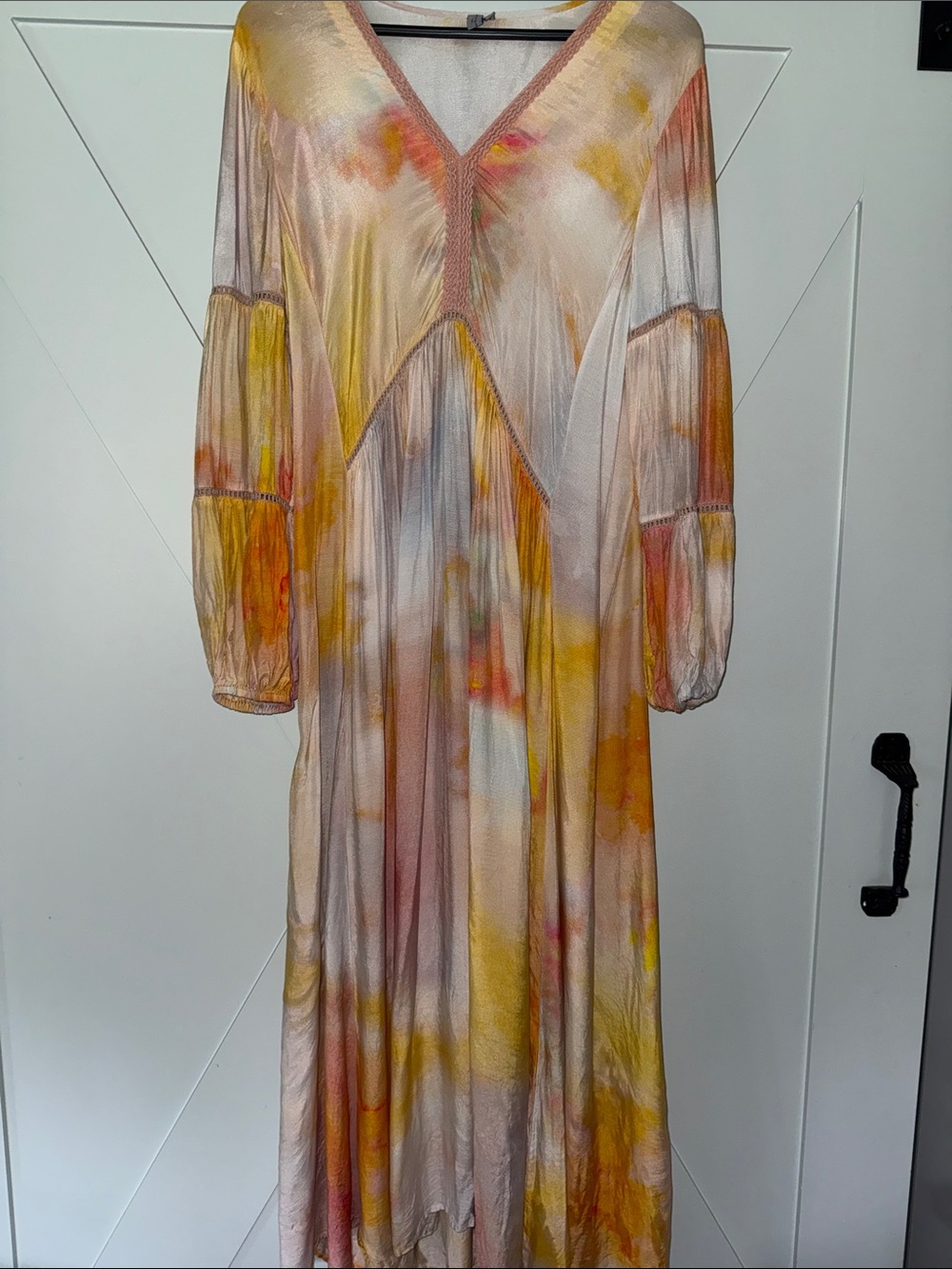 Blank NYC Pastel Tie-Dye V-Neck Maxi Dress in Yellow and Peach
